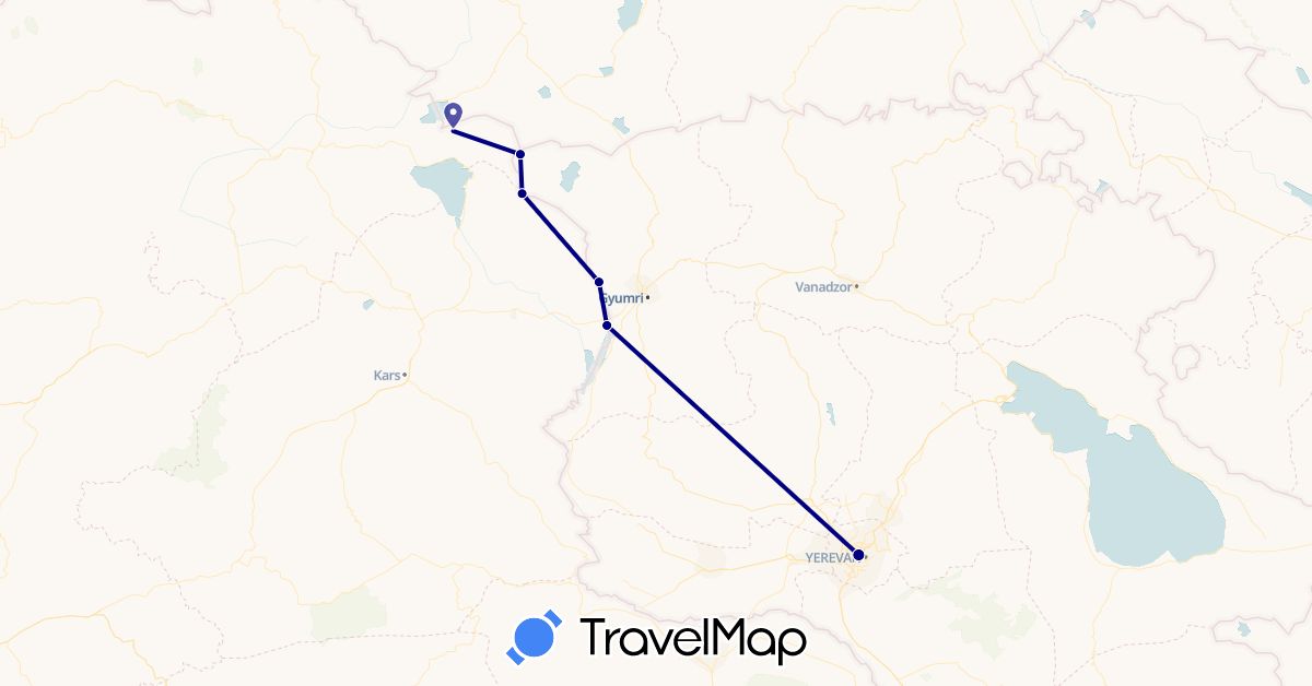 TravelMap itinerary: driving in Armenia, Turkey (Asia)
