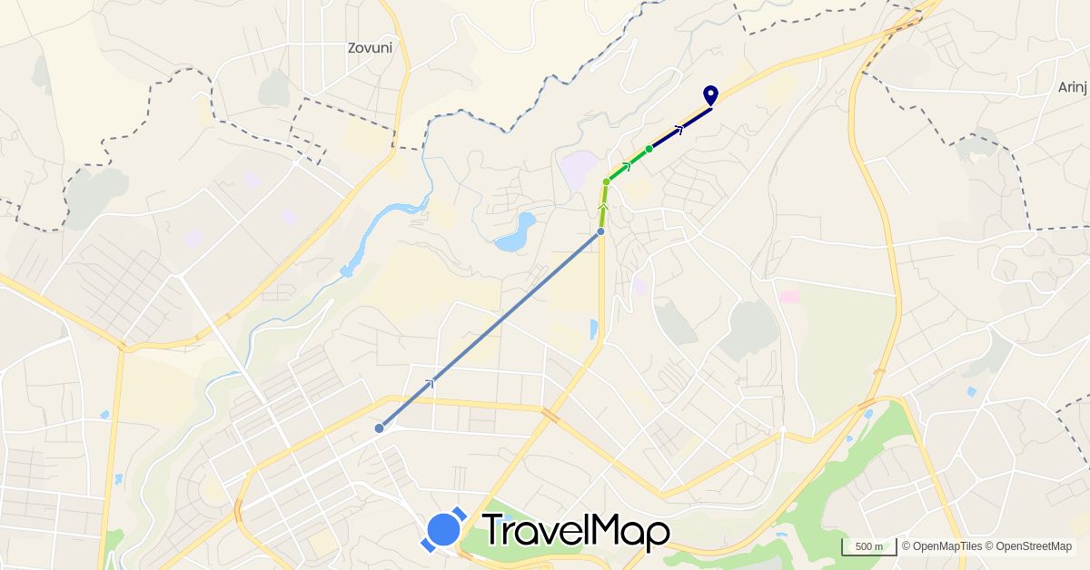 TravelMap itinerary: driving, bus, cycling, electric vehicle in Armenia (Asia)